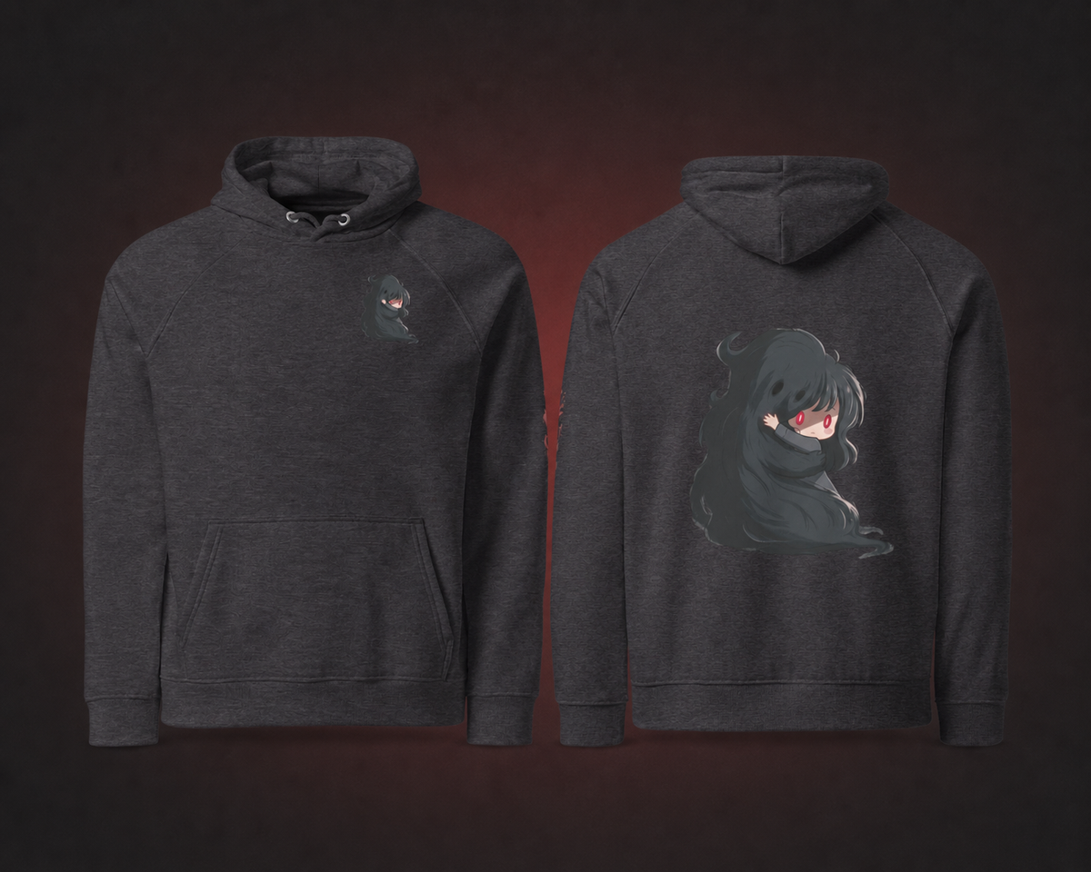 Emotional Support Demon Hoodie — charcoal melange — Front and back
