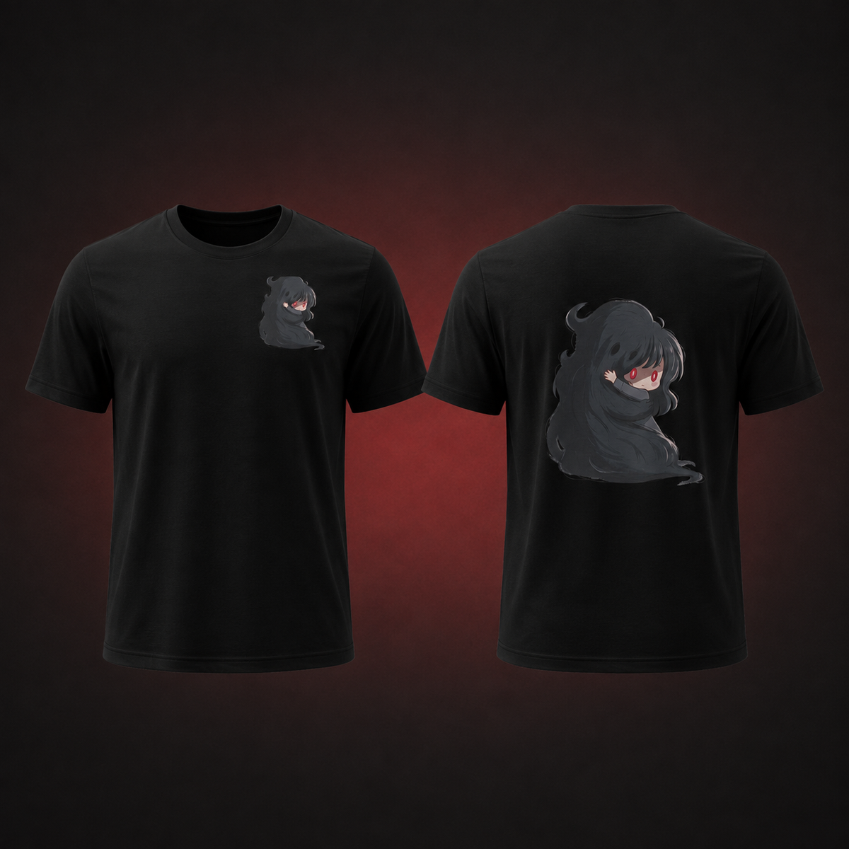Clingy Demon Tee — Black — Front and back