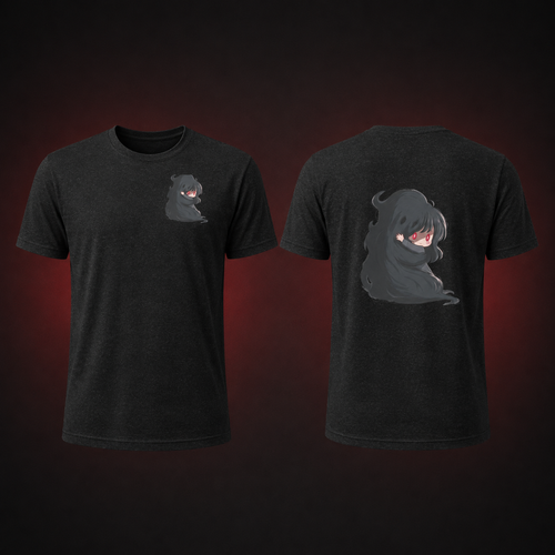 Clingy Demon Tee — Black Heather — Front and back
