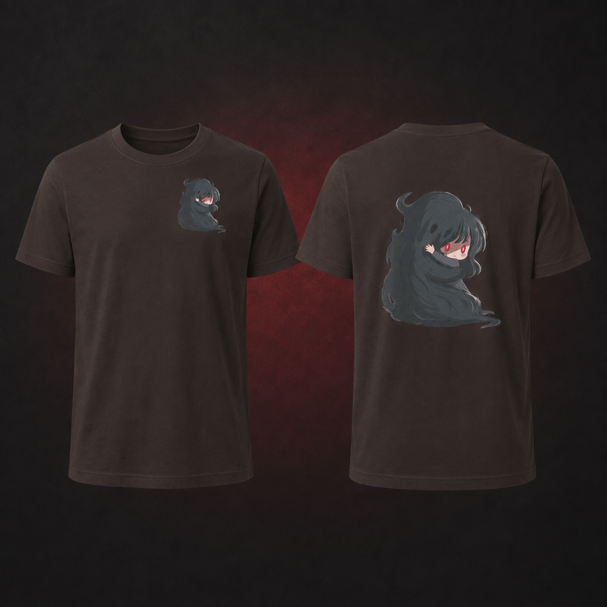 Clingy Demon Tee — brown — Front and back