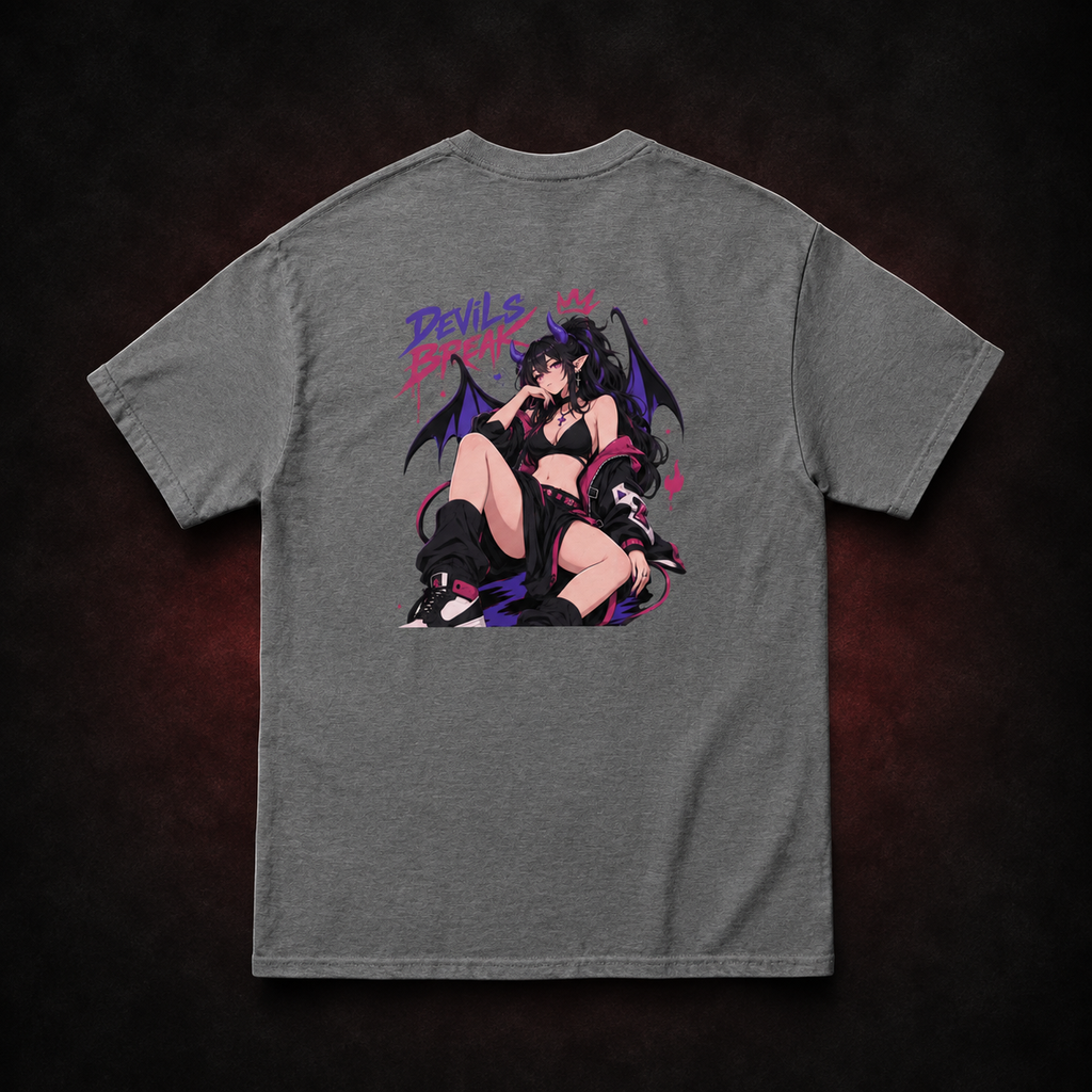 Devils Break Tee — Graphite Heather — Back