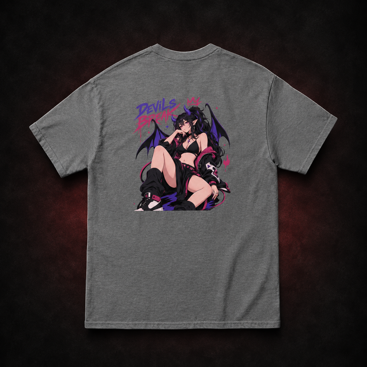 Devils Break Tee — Graphite Heather — Back