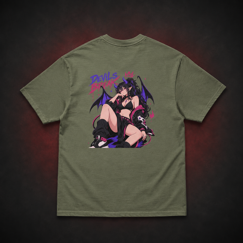 Devils Break Tee — Military Green — Back