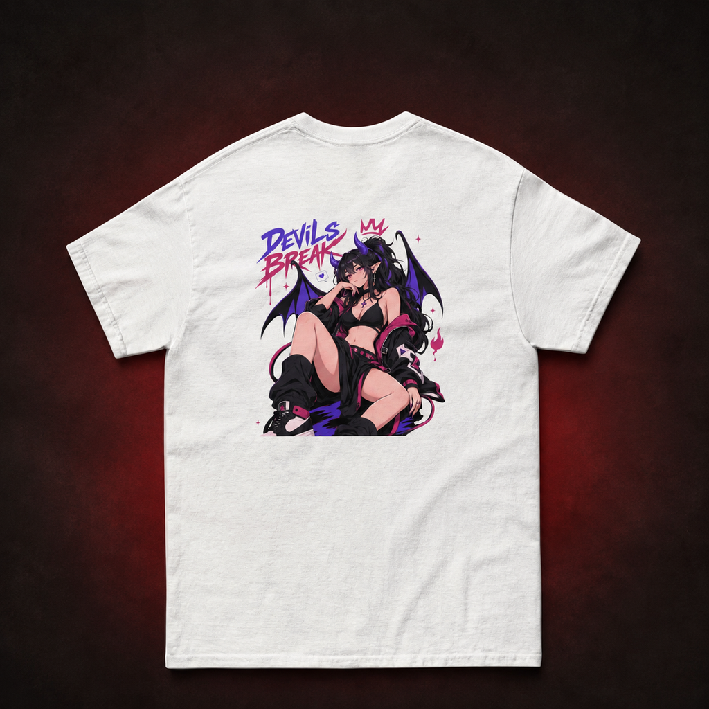 Devils Break Tee — White — Back