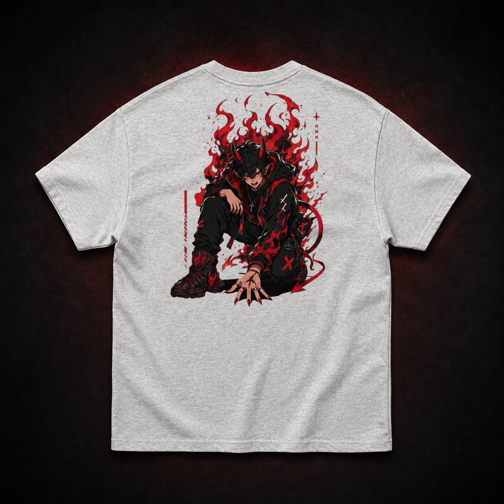 Hellfire Demon Tee — Ash — Back