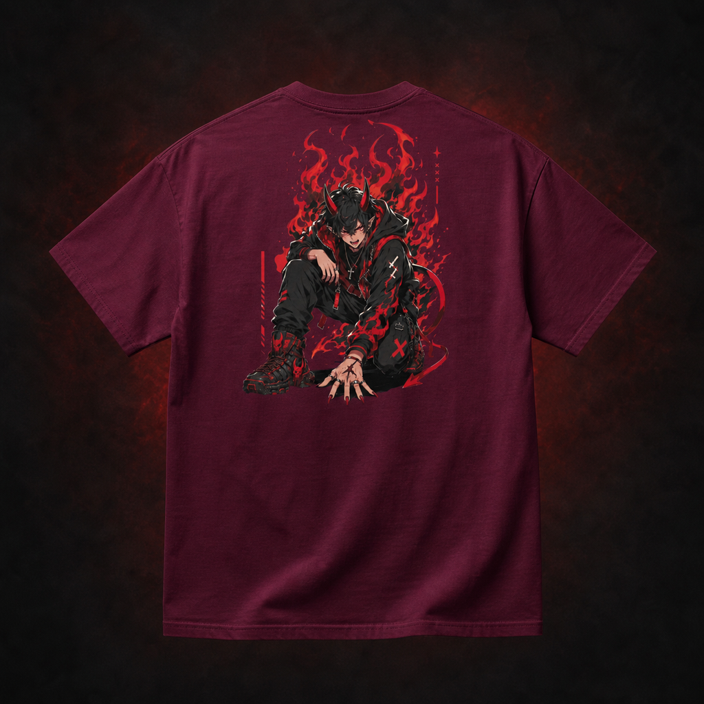 Hellfire Demon Tee — Maroon — Back