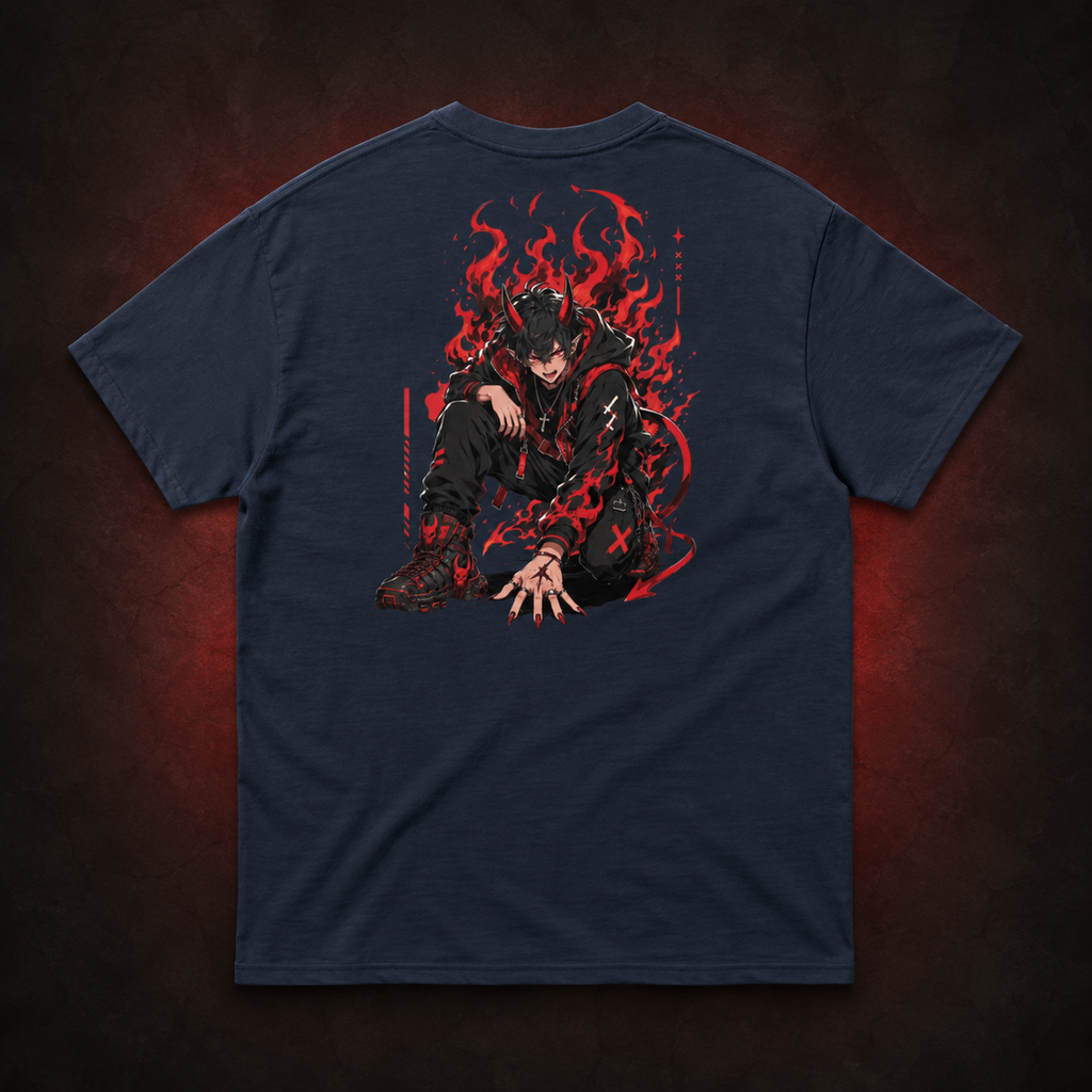 Hellfire Demon Tee — Navy — Back