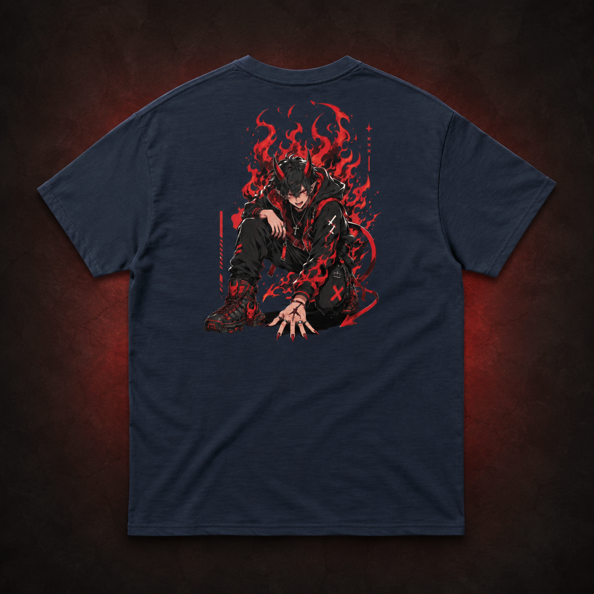 Hellfire Demon Tee — Navy — Back