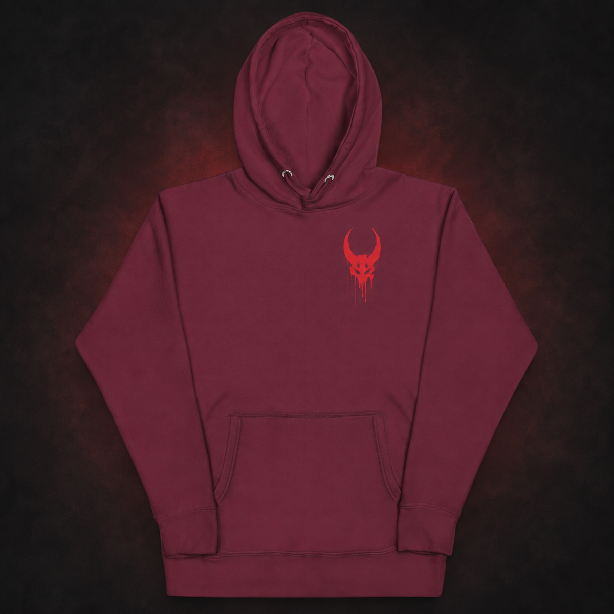 Hellfire Demon Hoodie — Maroon — Front