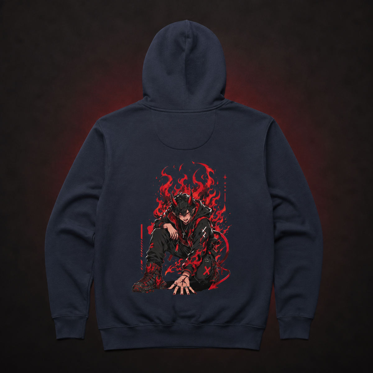 Hellfire Demon Hoodie — Navy Blazer — Back