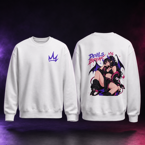 White Devils Break Sweatshirt — front and back studio views