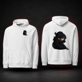 White Emotional Support Demon Hoodie — front and back studio views