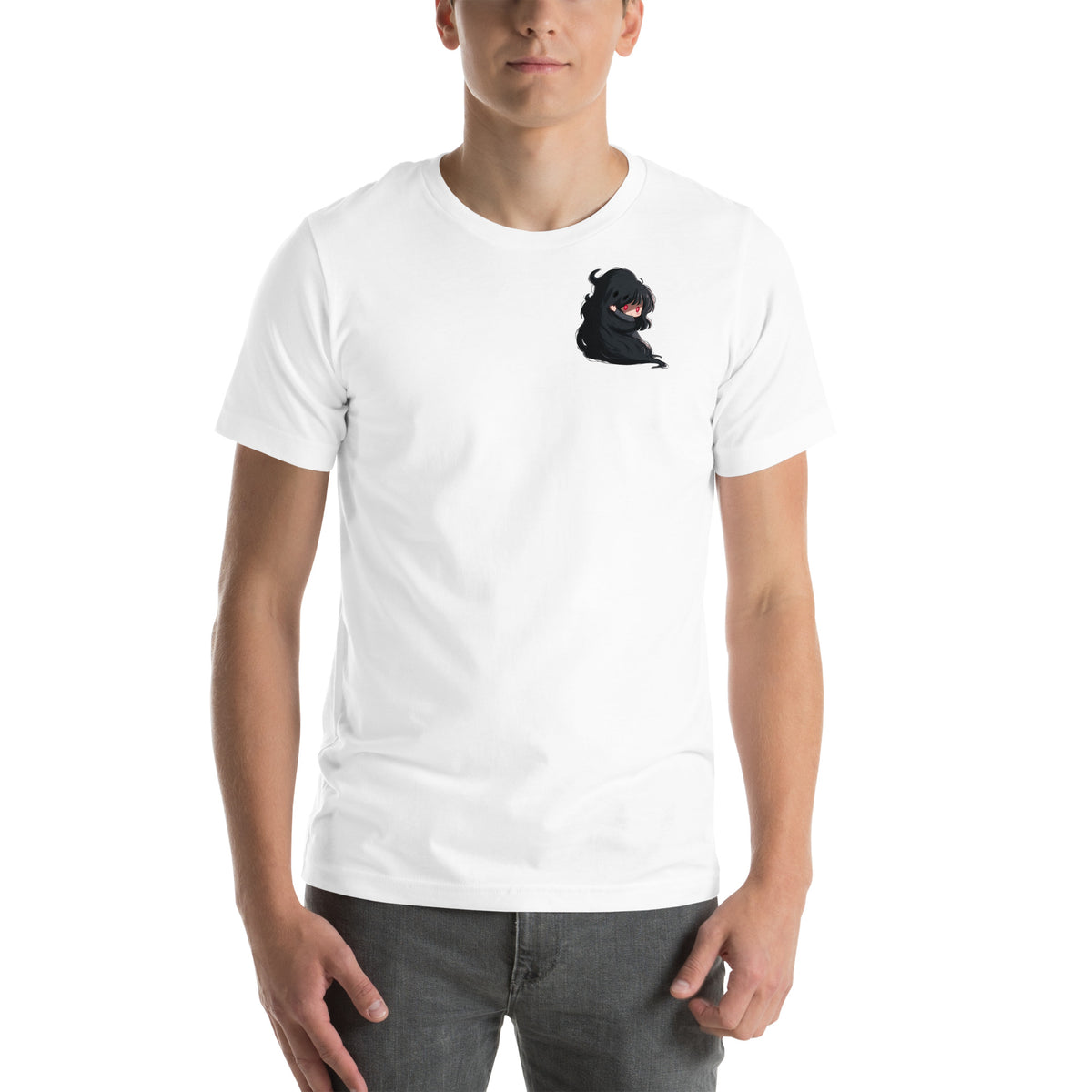 White Clingy Demon Tee with original Soft Hex Studio anime print — SH-001